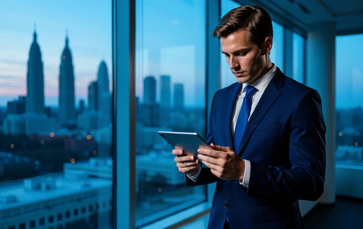 Financial professional reviewing documents